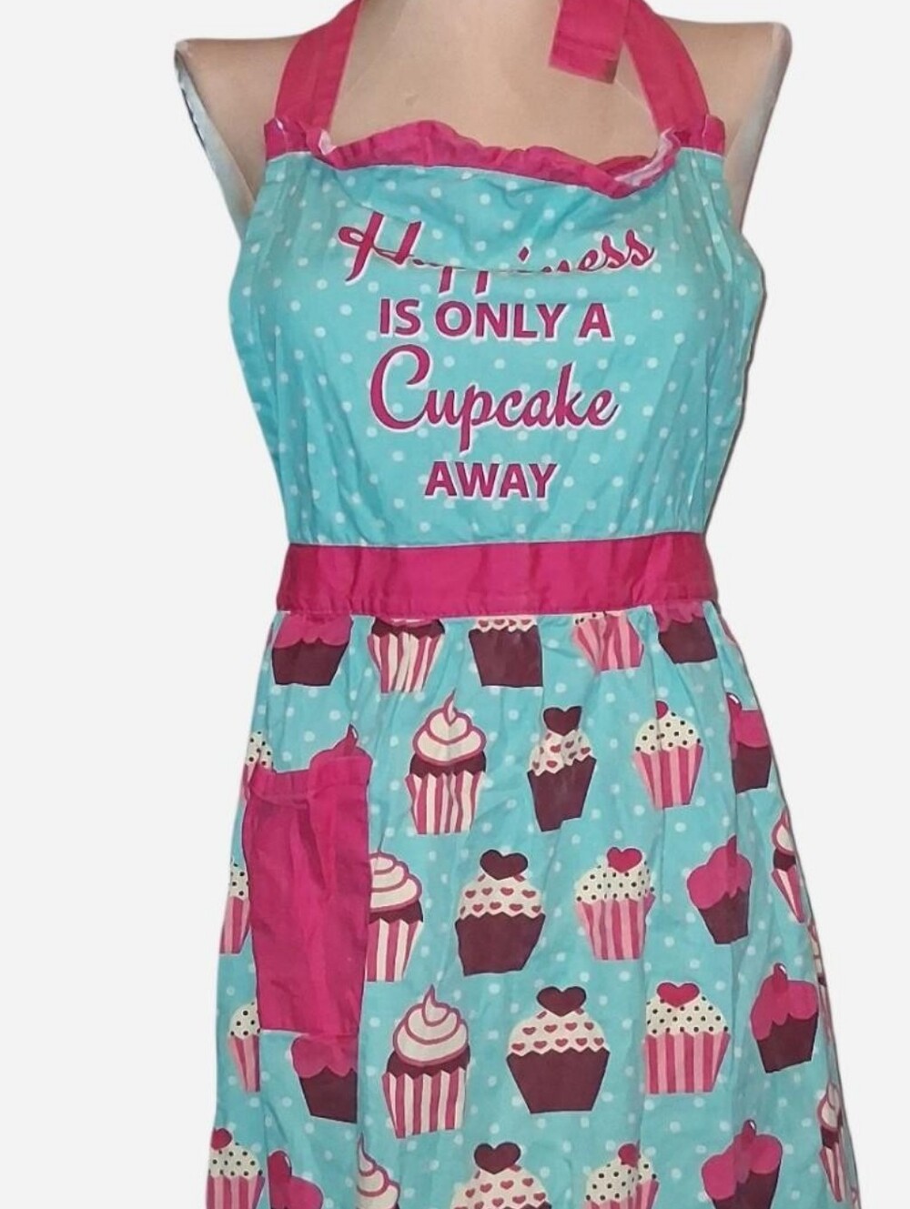 Source Unknown Aqua and Pink Cupcake Apron